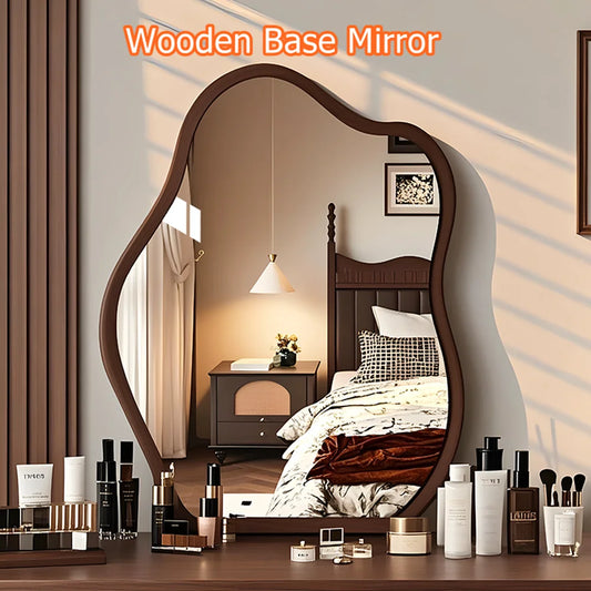 Wavy Wooden Wall Mirror — Irregular Modern Bohemian Design